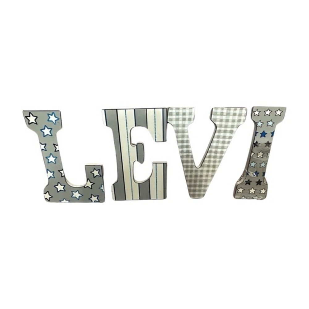 Hand Painted Kid’s Name Sign for Room or Nursery.🩶LEVI💙